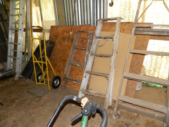 RV building - Ladders - wooden & metal, lumber, hand truck