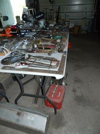 Tool Building - 3 tables of various kinds of tools - multiples of many!
