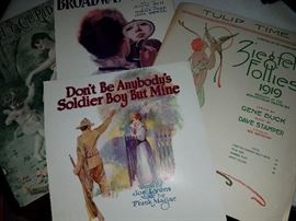 Much, much collectible vintage ephemera-some local!! Paper advertising items, sheet music, magazines, books