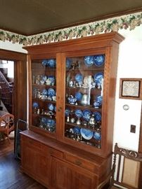 Antique step back cabinet w/ glass front doors-from Troy courthouse!!