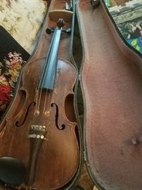 Vintage musical instruments. Violin made in Dresden, Germany