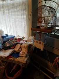2 rooms full of vintage linens!!