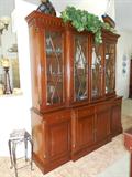 CHINA CABINET- Made in "INDONESIA". (Handmade)
2 piece, "British Breakfront" type.