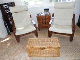 LEATHER CHAIRS W/WOOD FRAMES- Like new cond.