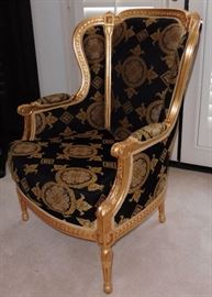 Silik Fine Italian Furniture - Bergere chair, Louis XVI style. 39"high, seat-23"-15". $1,250 each. Comparable retail: $3,787. There are two of these. REDUCED - TAKE 25% OFF
