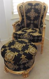 Bergere chair....matching pouf...ottoman 