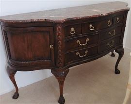 Century Furniture Georgian inspired mahogany buffet, Claridge Collection with marble top. 37 1/2" high, 72" wide, 20" deep. $2,800. REDUCED 25% - NOW $2,100