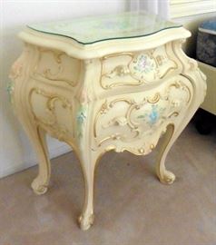 Silik Fine Italian Furniture - Nightstand with glass cover. 24 1/2" h, 21" w, 12" deep. $550 each. There are two. Comparable retail: $1,642. REDUCED 25% - NOW $412.50 EACH