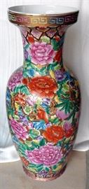 At another location in 92128 zip code. Large Asian floor vase. Mille Fleur (thousand flowers) pattern with gold highlights. Approx 24" tall. Circa 1960-70's. $100. REDUCED - NOW JUST $75