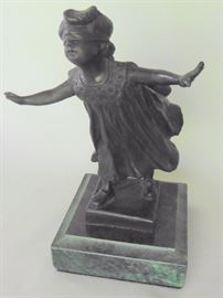 At a different location in 92128 zip: Small bronze "Blindfolded Girl". Signed G. Ferrari. 7 3/4" with stand. $250. REDUCED 25% - NOW $187.50