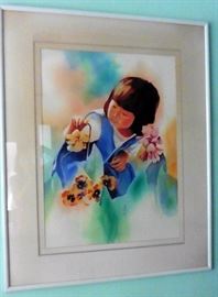 At another location in 92128 zip code. Beautiful, colorful original watercolor signed Lew Achen. Framed: 33" wide, 41 1/2" high. Image area: 21" wide, 29" high. $145. REDUCED 25% - NOW JUST $108.75