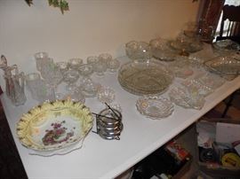 Clear glassware, some Fostoria, some candlewick