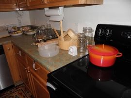 Enamelware pot, other kitchenware