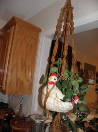 Hanging chicken planter