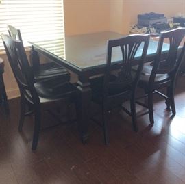 Dining Table & 4 Chairs (Black, Square)