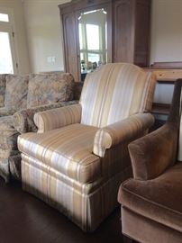 Hickory Chair Side Chair (Taupe Stripe)