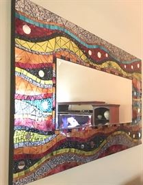 Large mirror with mosaic frame 