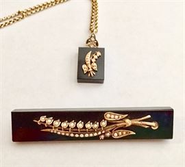 Victorian onyx and seed-pearl mourning jewelry