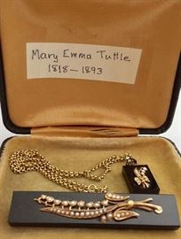 This set of beautiful Victorian mourning jewelry is genuine onyx with seed pearls in a gold-filled setting.