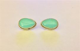 Turquoise teardrop post earrings on sterling
