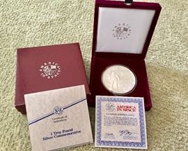 1988 America in Space one Troy pound silver commemorative coin