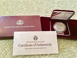 1988 US Olympic silver dollar coin