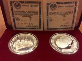 2 silver Union of Soviet Socialist Republic coins