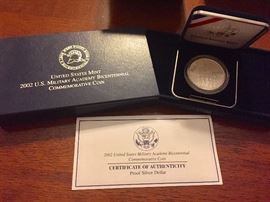 2002 US Military Academy Bicentennial proof silver dollar