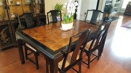 Century Chin Hua Dining table, 4 chairs, also has two leaves