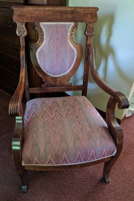 Large Vintage Hardwood Accent Chair