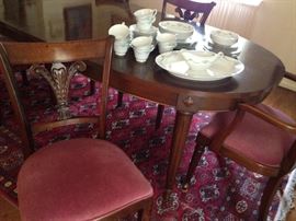 Oval Dining Room Table w/ 2 Leaves & 6 Chairs, China