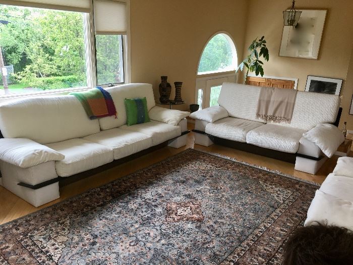 Modernist living room sofas & area rug