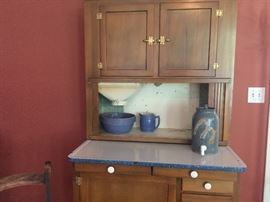 Yep...it's  a Hoosier.... and in great great shape.  Perfect for your kitchen, keeping room,  sun porch, she shed, you need this piece!! 