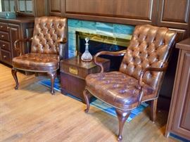 Alex Stuart Designs "Campaign Collection" leather chairs and storage cube