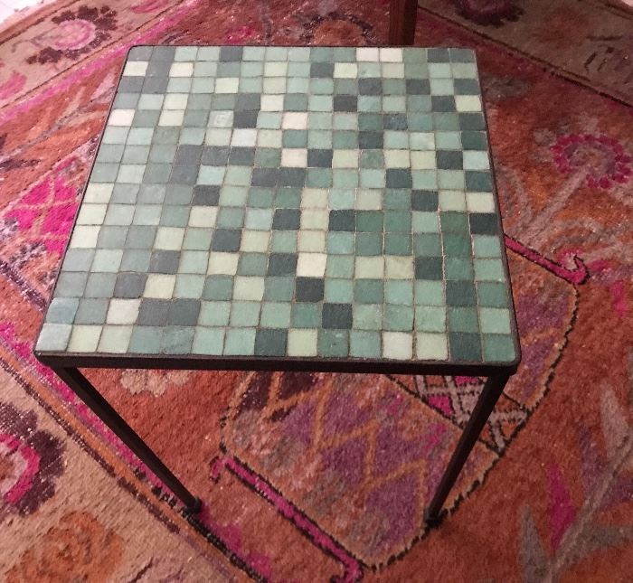 mid century tile accent table