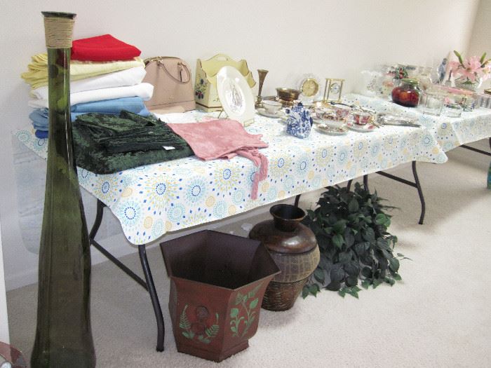 Linen Table Cloths, Coach Purse and Wallet, Decorative Planters