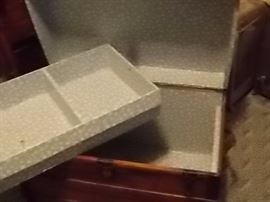 Inside of wooden chest showing excellent condition