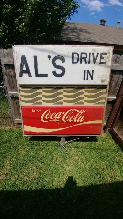 Vintage retro AL'S Drive In and Coca Cola Sign