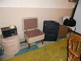 sewing stool and suitcases