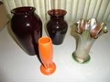 orange fiesta vase, carnival glass