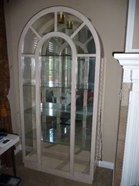 BLOND WOOD CURIO CABINET (1 OF 2)