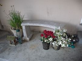 CEMENT BENCH, FLORAL