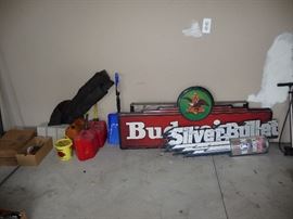 GAS CANS, BEER SIGNS