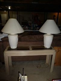 SOFA TABLE, MATCHING LAMPS
