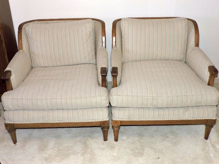 Vintage wood/upholstered armchairs
