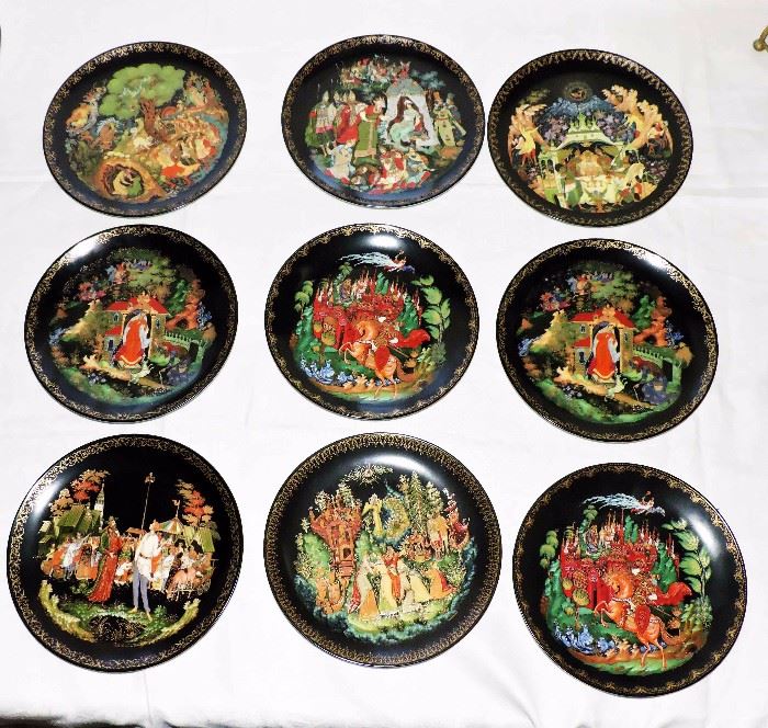 Set of nine Tianex Russian Collector Plates