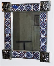 Wall mirror, ornate metal frame