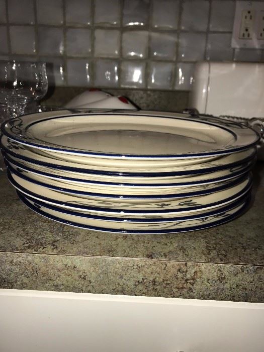FULL SIGNED SET OF DISHWARE 7 PLATES $75 FOR ALL BLUE AND WHITE