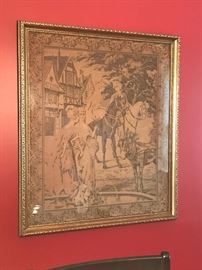 ONE TAPESTRY VINTAGE AND ANTIQUE, FRAMED AND IN GREAT CONDITION $85 OR BEST OFFER