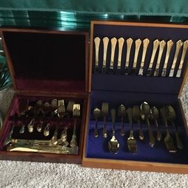 2 BOXED SETS OF GOLD PLATED FLATWARE 